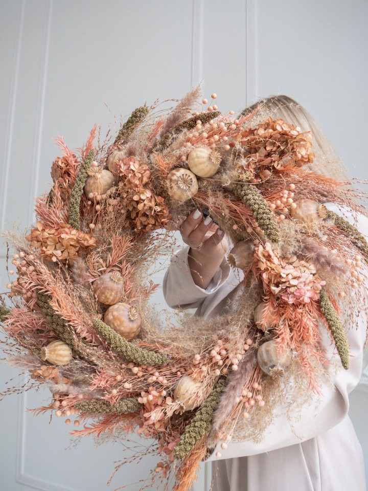 wianek jesienny beżowy suszony Warsaw Flowers