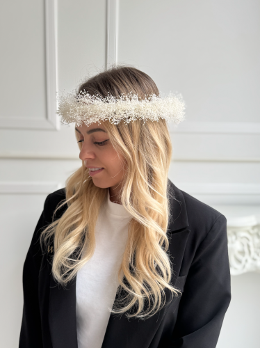 Wianek komunijny z naturalnych suszonych roślin