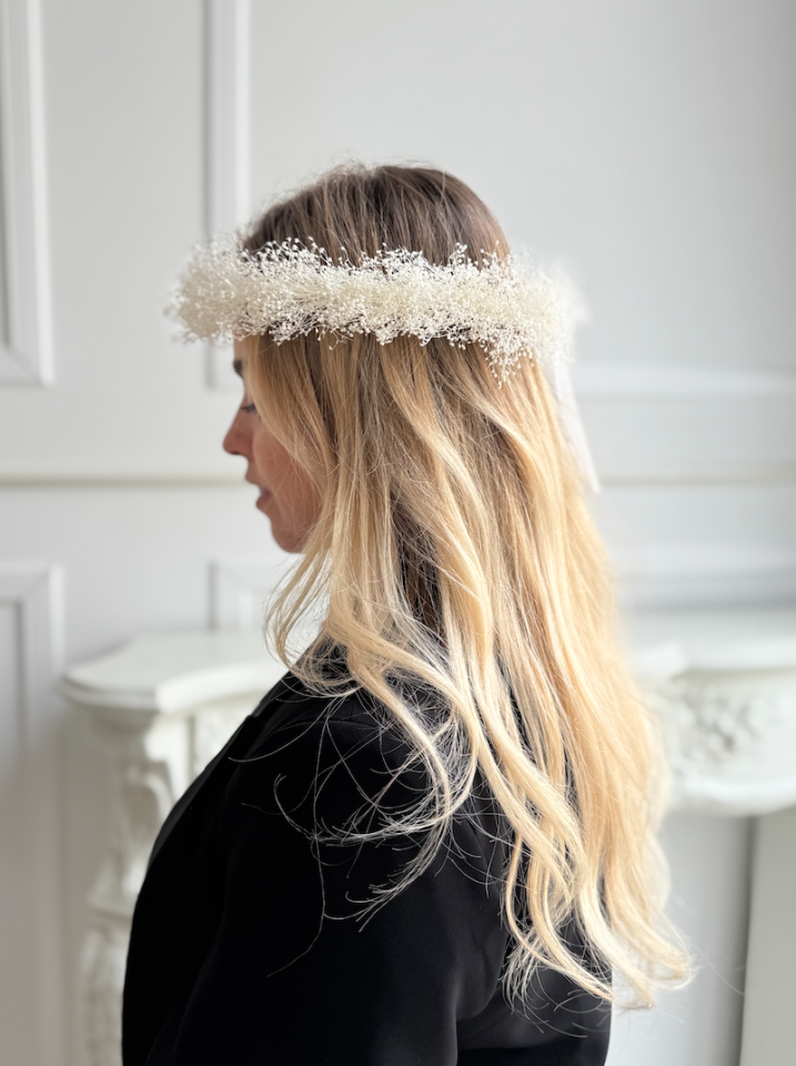 Wianek komunijny z naturalnych suszonych roślin