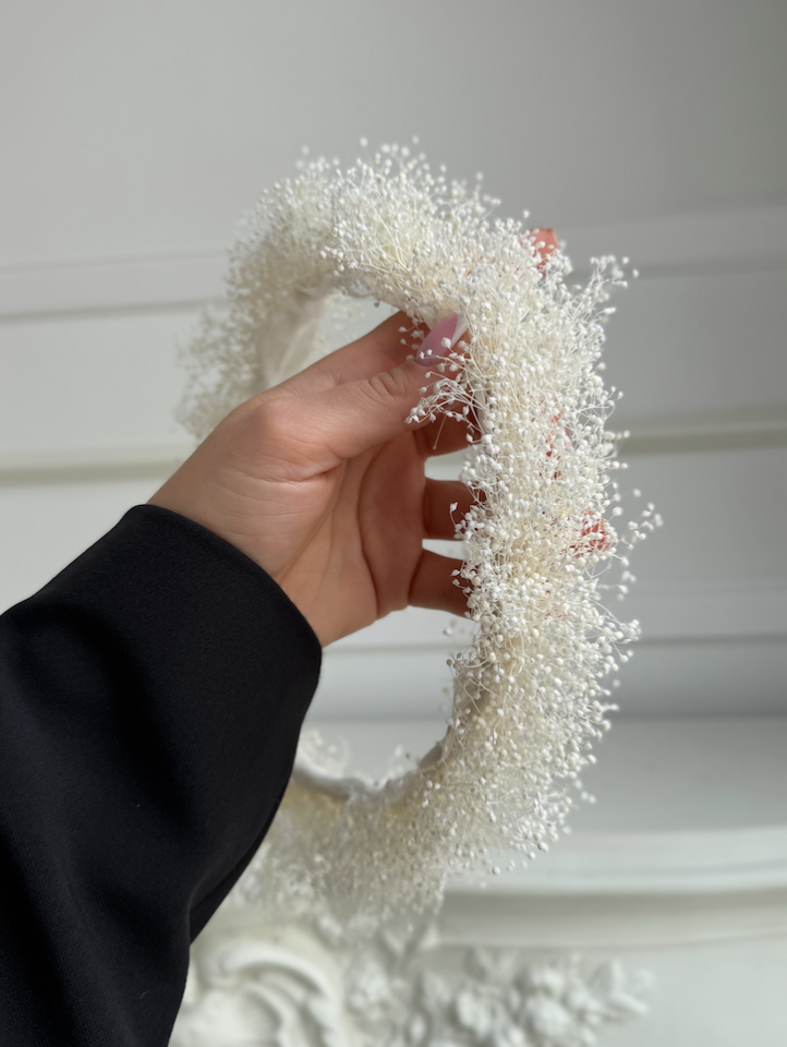 Wianek komunijny z naturalnych suszonych roślin